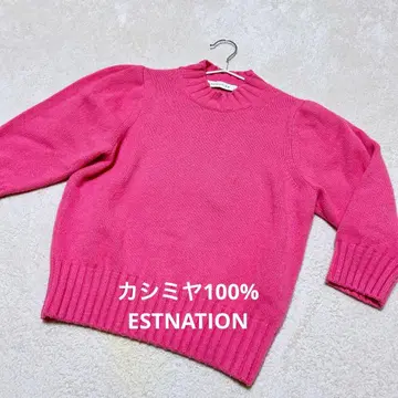 ESTNATION 살몬 핑크 캐시미어 100% 니트 에스트네이션