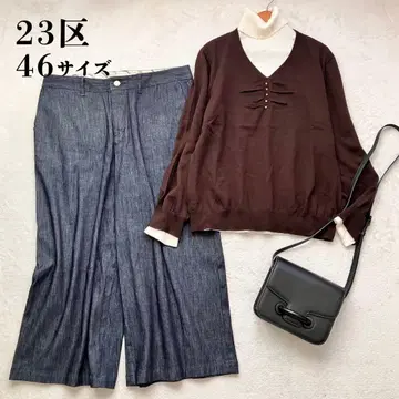 23구 빅 사이즈 46 브라운 울 100% 니트 4L 3XL