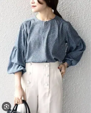 ships women 손세탁 가능 프론트 파츠 프린트 블라우스 36