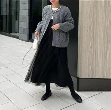 가디건 펄 그레이 UNMINOU 펄가디건