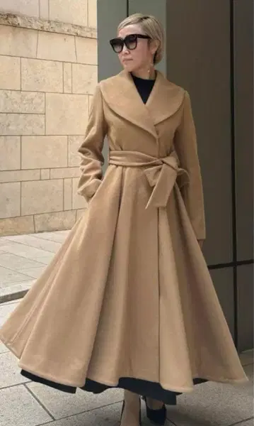 JENNE 울 드레스 코트 베이지