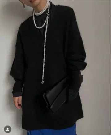 Ameri 모헤어 혼방 2WAY 니트 풀오버 블루