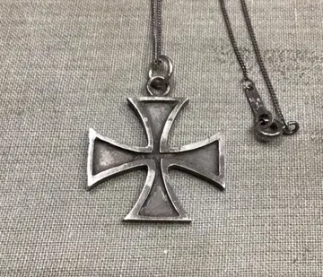 빈티지 SV925 아이언 크로스 실버 목걸이 체인 60cm