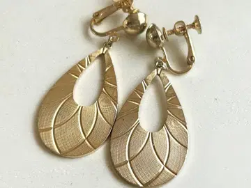 골동품 미사용 골드 물방울 후프 개성 문양 vintage 귀찌