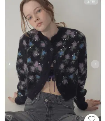 [ LILY BROWN x ANNA SUI ] 자카드 비쥬 니트 가디건