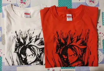 마시마 히로 원화전 나츠 드래그닐 T셔츠 오렌지 화이트 페어리 테일