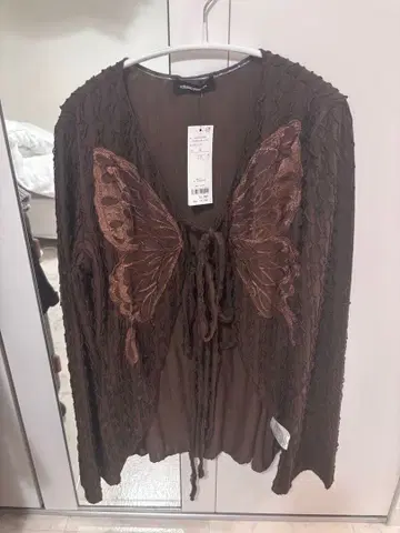 프릴 가디건 브라운