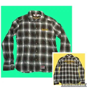 고품질 좋은 배색 벤 데이비스 레이온 옴브레 체크 셔츠 체인 스티치