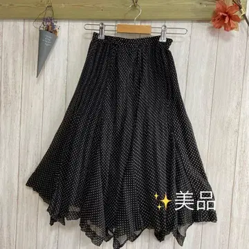 새상품급 [ ECHO ] 플레어 스커트 시어 도트 비침 블랙 M