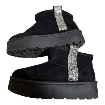 블랙스 스웨이드 통굽 숏부츠 라메 비쥬 반짝이