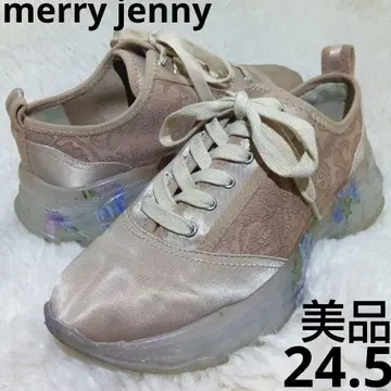 새상품급 merry jenny 라벤더 핑크 플로럴 통굽 24.5