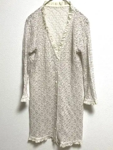 [ N.A.O.V ] 아이보리 레이스 긴팔 가디건 셔츠 M