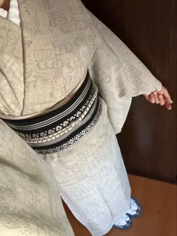 에치고 여름 유키 방직 기모노 (넓은 카라, 이시키아테 있음)