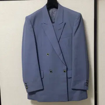 라이트 블루 더블 브레스트 정장 자켓