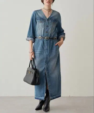 라운지드레스 노카라 데님 원피스