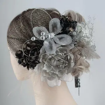 럭셔리 딥 아트 머리 장식 성인식 졸업식 결혼식 화이트 블랙 골드 실버