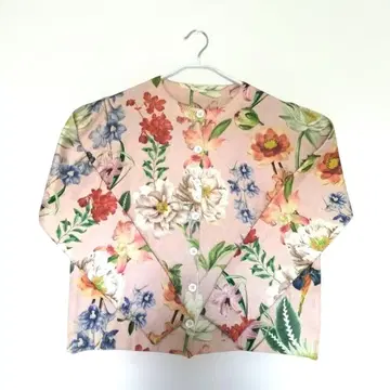 [화려한] 여성용 꽃무늬 핑크 긴팔 가디건 XXL 사이즈