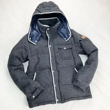 2way 빔즈 울 다운 자켓 트위드풍 가죽 플레이트