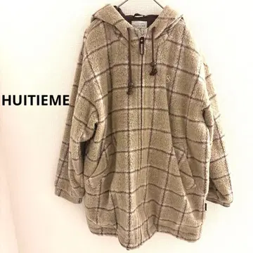 HUITIEME 체크 코트 베이지 M 울 8e 퀼팅