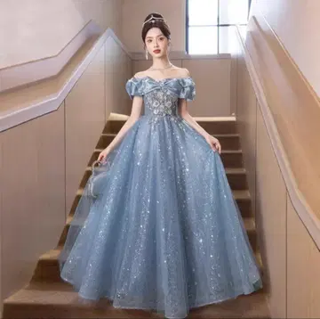파티 드레스 컬러 드레스 축제 스카이블루 파랑