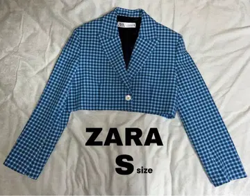 [ ZARA ] 크롭 자켓 숏 기장 체크 무늬 S