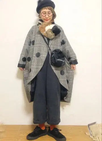 antiqua 체크 도트 코트