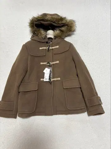 미사용 새상품 택 포함 UNIQLO 울 블렌드 숏 더플 코트 브라운 M