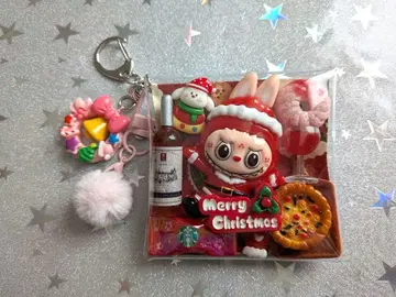 가챠 채워넣은 듯한 파우치 캔디 백 키링 크리스마스 빅 파우치 산타