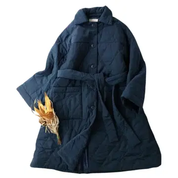 M_ 엠 언더바 퀼팅 롱 코트 A 라인 네이비 빅 S