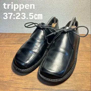 [ 새상품급 레어 디자인 ] trippen 블랙 가죽 레이스업 슈즈 37