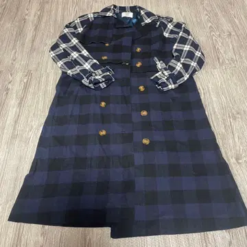 jouetie 체크 무늬 2way 롱 트렌치코트 블루