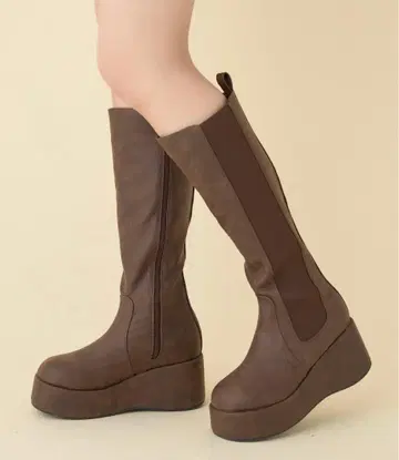 [ REVIVAL/마이너스 3kg 보여 ] 사이드 고어 볼륨 솔 롱 부츠