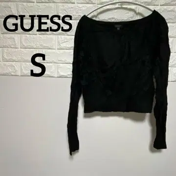 [ GUESS ] S 게스 긴팔 니트 블랙 크롭 기장