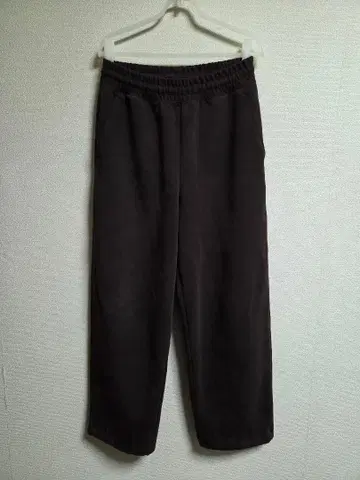 유니클로 맨투맨 와이드 팬츠 긴 길이 다크 브라운