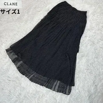 클라네 택 포함 미사용 새상품 도트 무늬 롱 스커트 블랙 사이즈 1