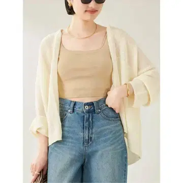 택 포함 새상품 플라주 linen sweat 볼레로