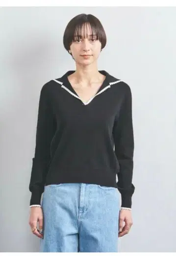 25ss UNITED ARROWS 스캘럽 레이스 세일러 카라 니트