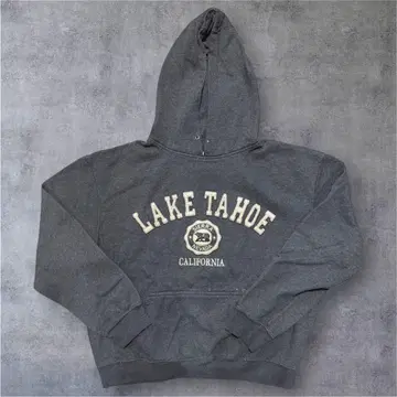 LAKE TAHOE 칼리지 로고 자수 후드티 그레이 구제 의류