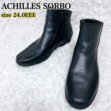 아킬레스 솔보 숏부츠 사이드 지퍼 가죽 통굽 컴포트 블랙