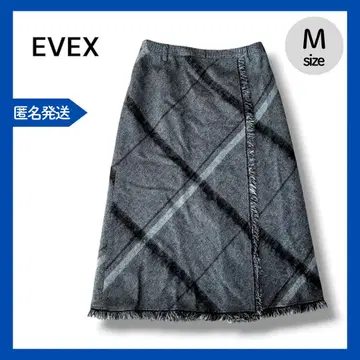 따뜻한 울 캐시미어 모헤어 체크 프린지 스커트 M