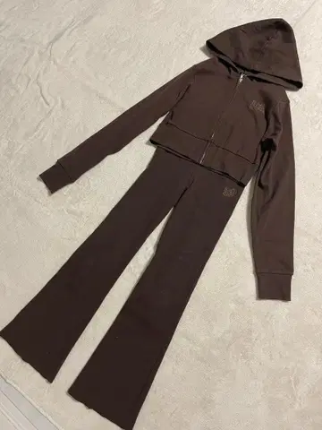 SLOPPY 브라운 후드 부착 셋업