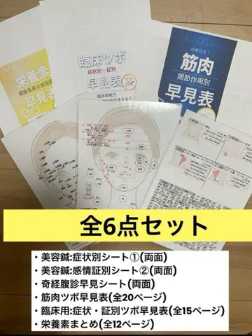 임상용 조견표 (근육, 미용침, 기경팔맥, 복진, 혈, 영양소) etc