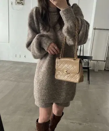 mortice neck S/PT set knit OP