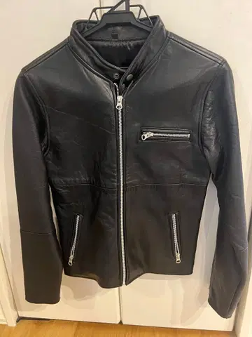 블랙 가죽 싱글 자켓 34