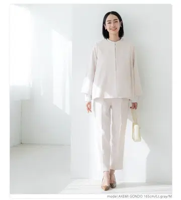 라이트 그레이 플레어 슬리브 수트 셋업 M