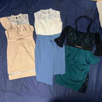 엘레강트한 드레스 3세트 (베이지, 파랑, 그린)