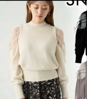 SNIDEL 시스루 숄더 니트 풀오버