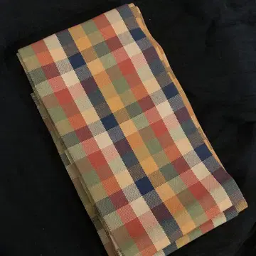 요네자와 민예 직조 격자 무늬 반폭 오비