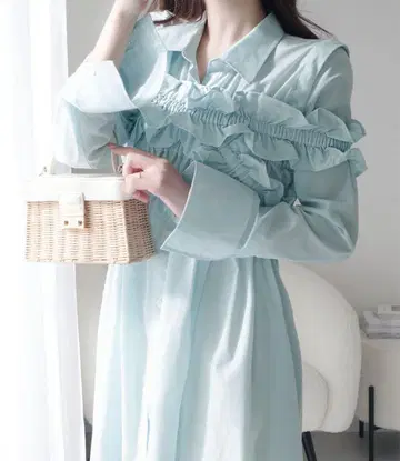 멀티 웨이 뷔스티에 도킹 스트라이프 셔츠 원피스