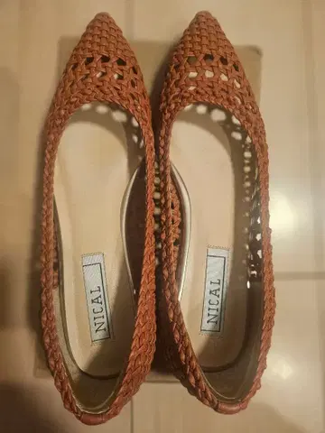 NICAL 뜨개질 플랫 펌프스 오렌지